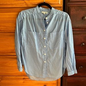 Madewell x Daryl K blue polka dot flowy oversized button down blouse, small